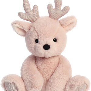 Aurora Merry Reindeer 9.5" BLUSH Stuffed Animal Plush Deer Pink rose Christmas